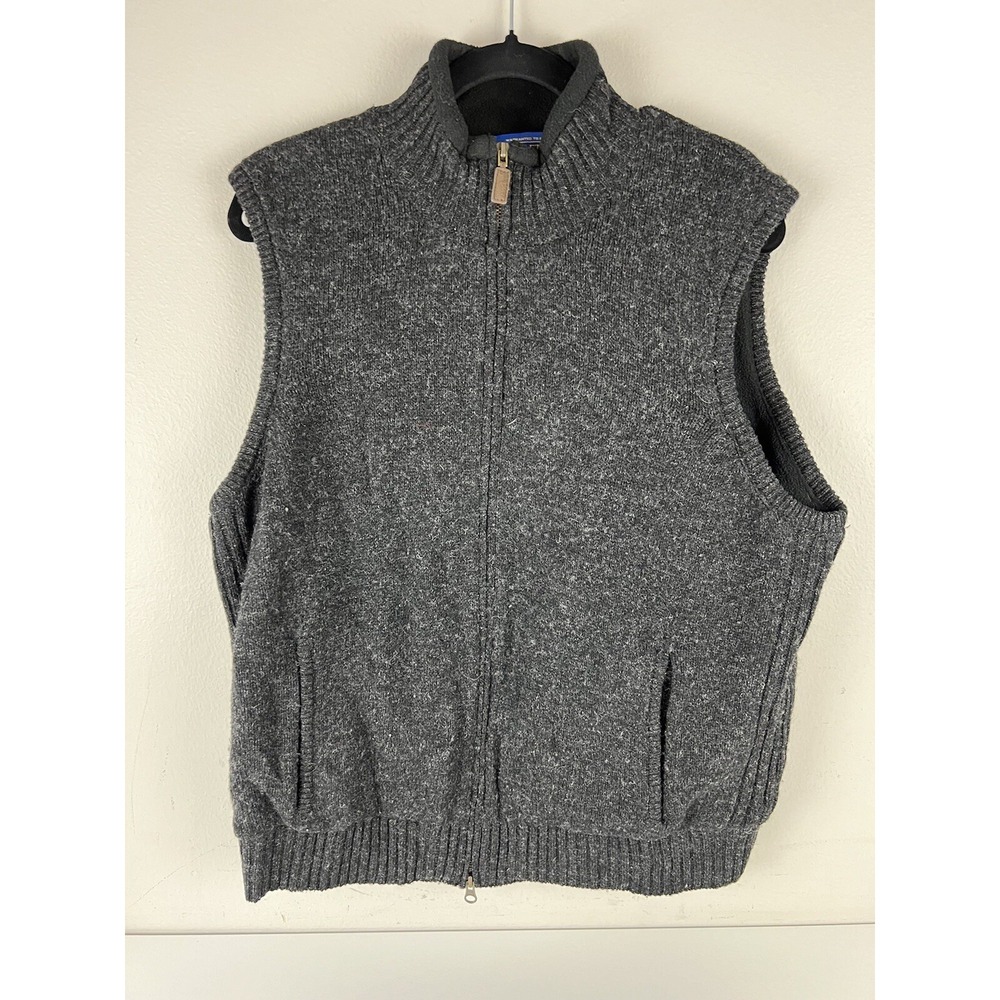 Pendleton Vest Mens Large Gray Shetland Wool Zip Up Reversible Heather
